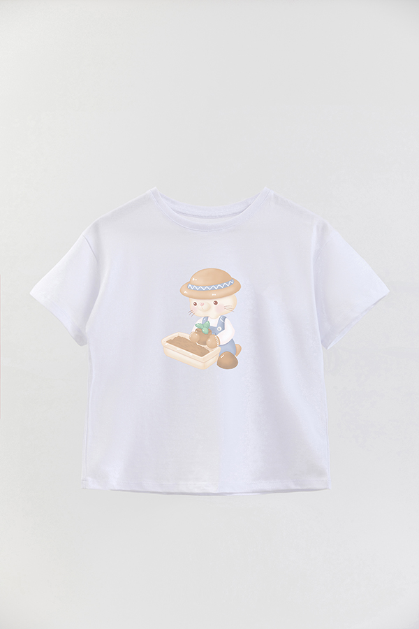 REMERA GIRL OVER HARVEST CAT LAND