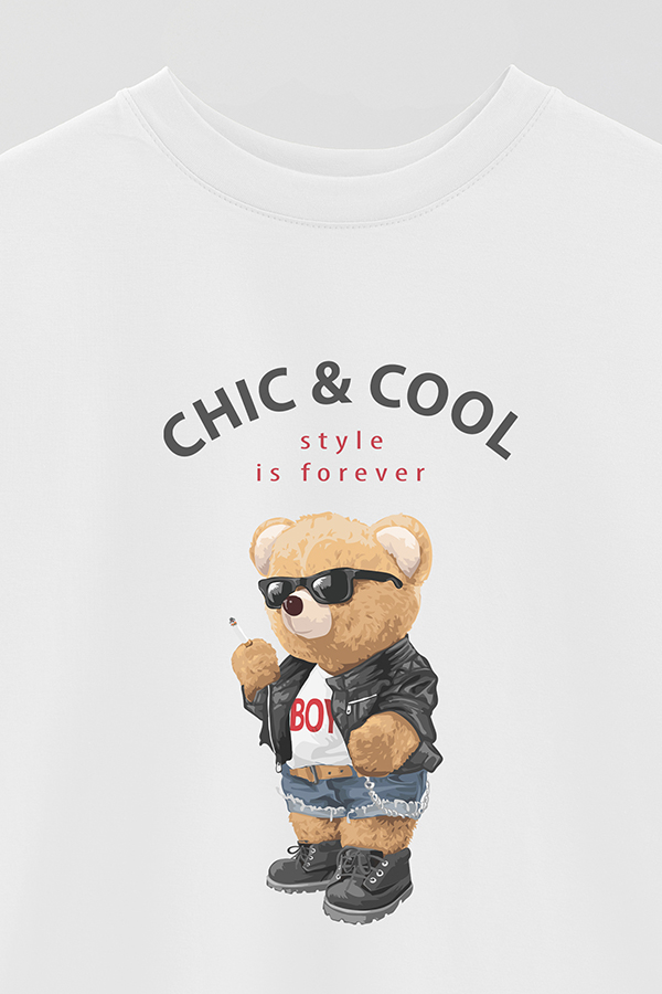 REMERA OVER ESTAMPADA UNISEX TEDDY CHIC AND COOL