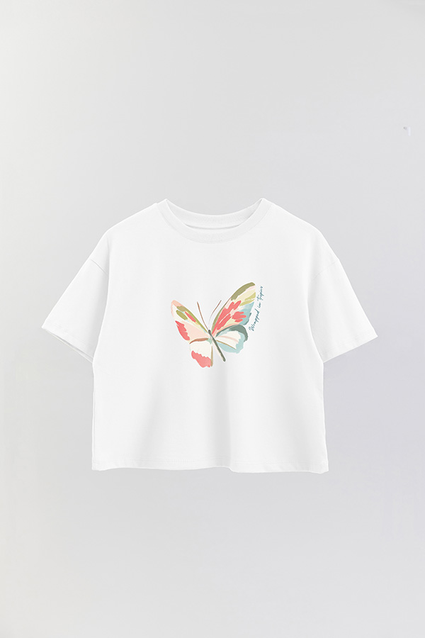 REMERA CROP ESTAMPADA COASTAL TROPICAL WATERCOLOR WRAPPED