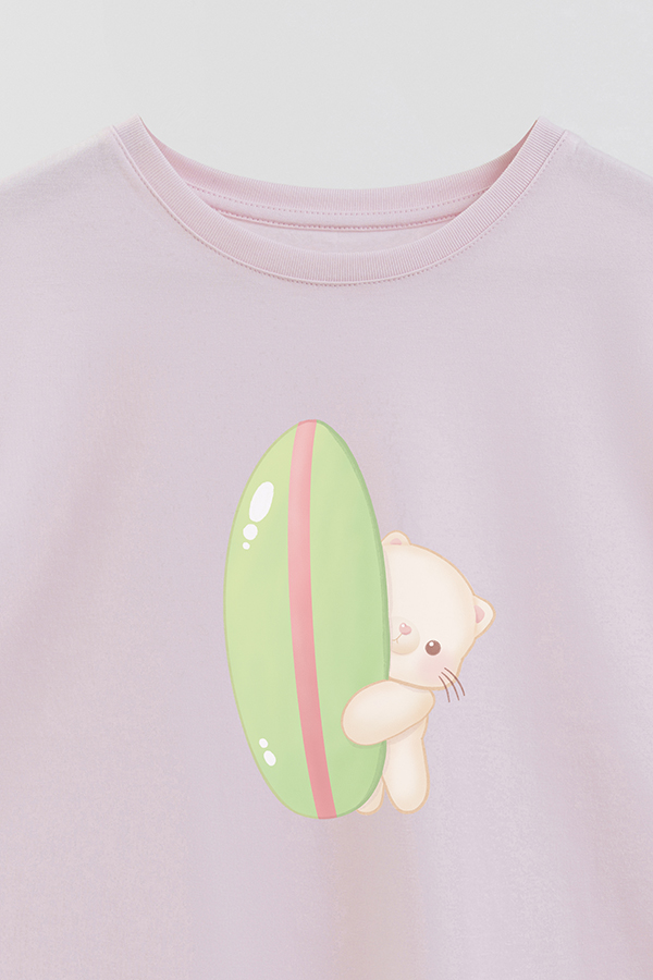 REMERA GIRL OVER SUMMER CAT SURFER