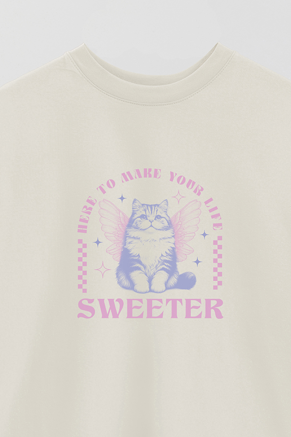 REMERA OVER ESTAMPADA CAT SWEETER