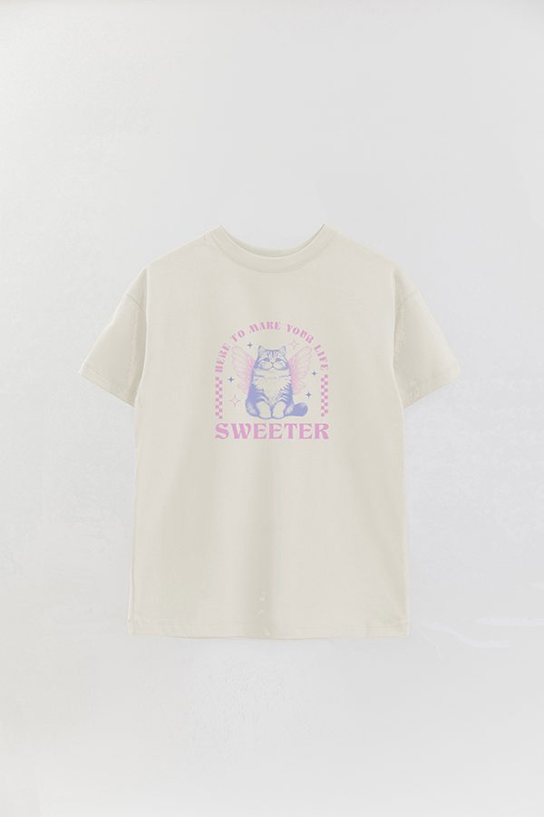 REMERA OVER ESTAMPADA CAT SWEETER