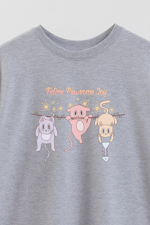 REMERA OVER ESTAMPADA CAT FELINE