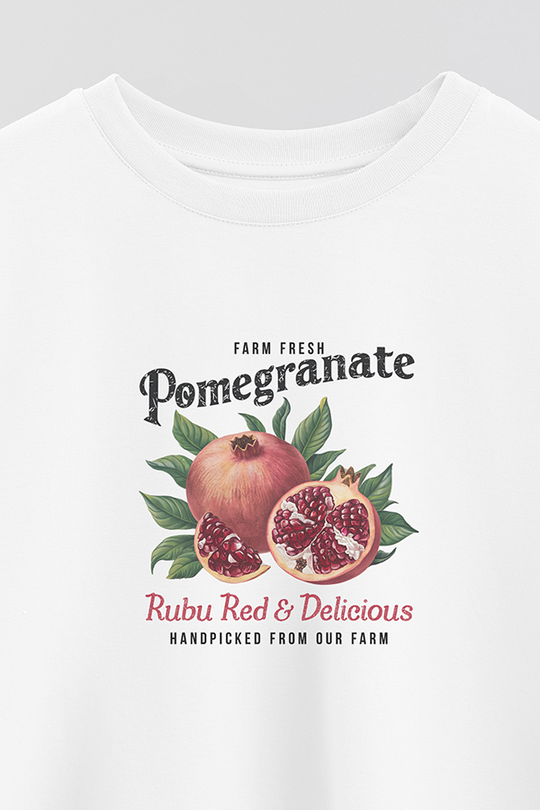 REMERA CROP ESTAMPADA HARVEST FARM FRESH POMEGRANATE