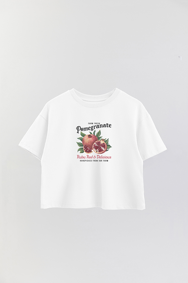 REMERA CROP ESTAMPADA HARVEST FARM FRESH POMEGRANATE