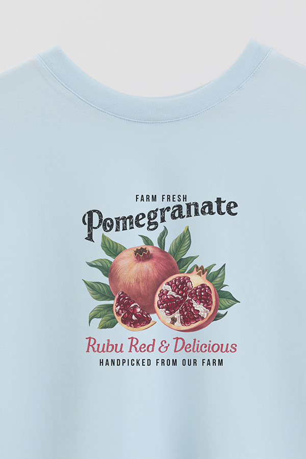 REMERA CROP ESTAMPADA HARVEST FARM FRESH POMEGRANATE