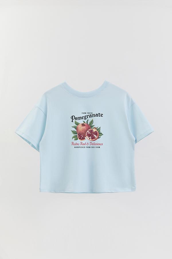 REMERA CROP ESTAMPADA HARVEST FARM FRESH POMEGRANATE