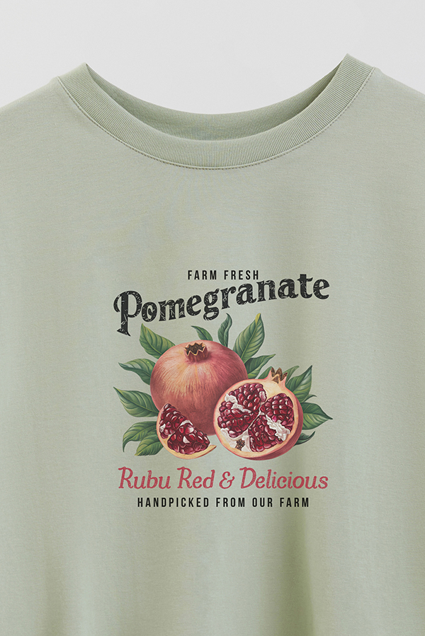 REMERA CROP ESTAMPADA HARVEST FARM FRESH POMEGRANATE