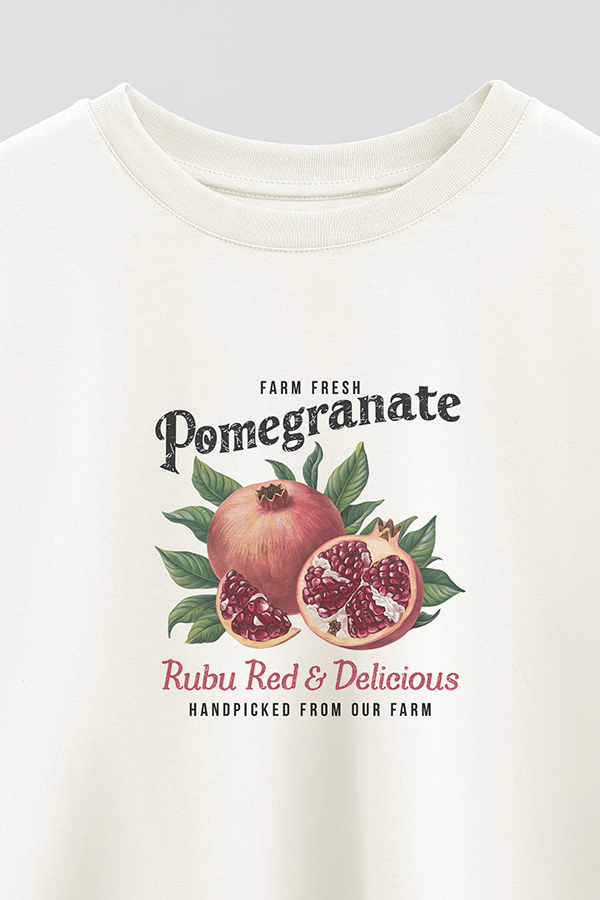 REMERA CROP ESTAMPADA HARVEST FARM FRESH POMEGRANATE