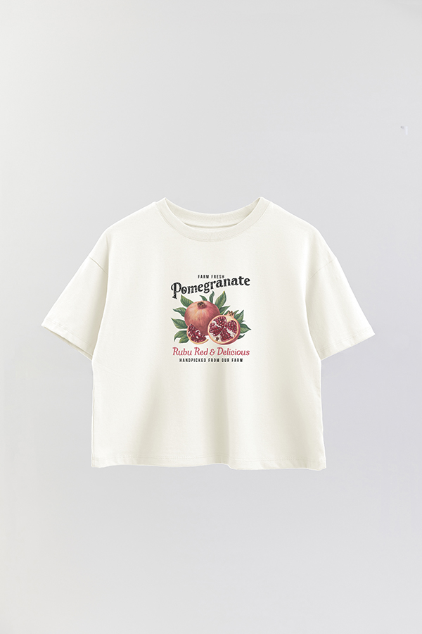 REMERA CROP ESTAMPADA HARVEST FARM FRESH POMEGRANATE