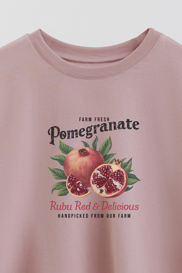 REMERA CROP ESTAMPADA HARVEST FARM FRESH POMEGRANATE