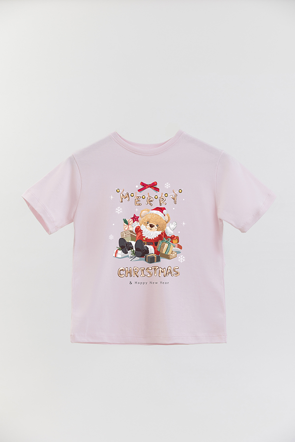 REMERA BASICA ESTAMPADA TEDDY CHRISTMAS MERRY CHRISTMAS PRESENTS