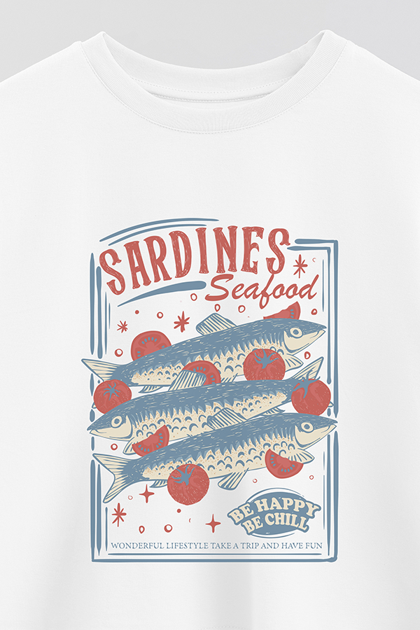 REMERA CROP ESTAMPADA SARDINES