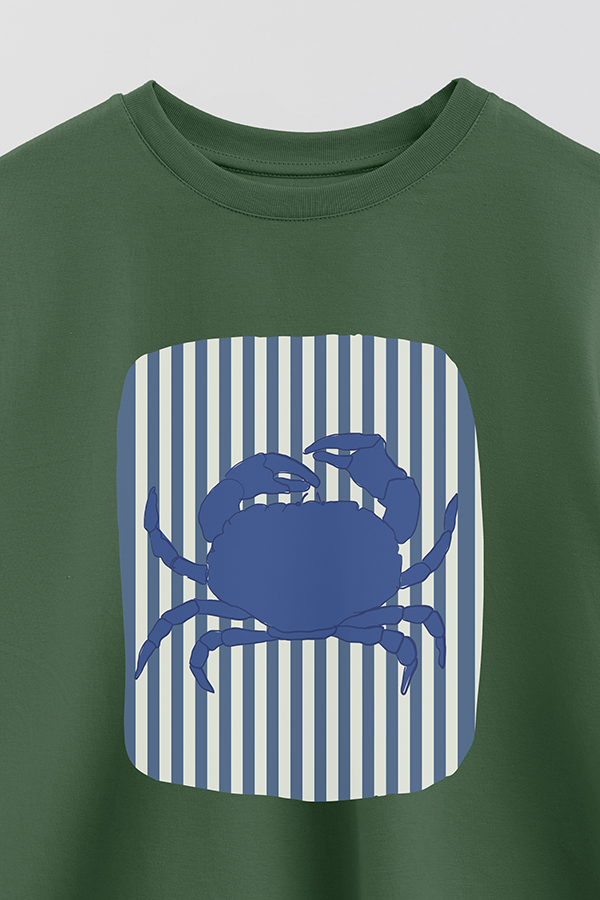 REMERA CROP ESTAMPADA BEACH CRAB STRIPED