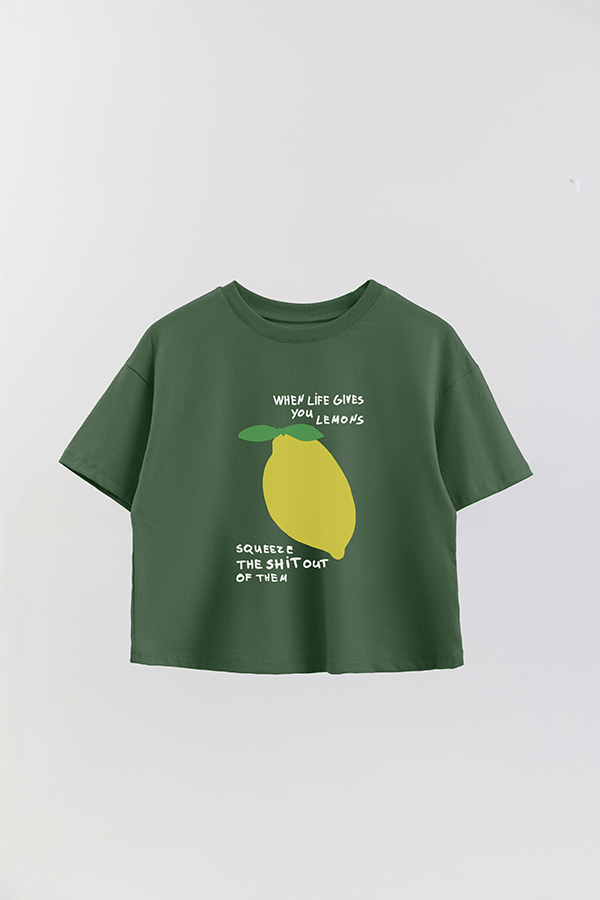 REMERA CROP ESTAMPADA ITALY SQUEEZE THE SHIT OUT