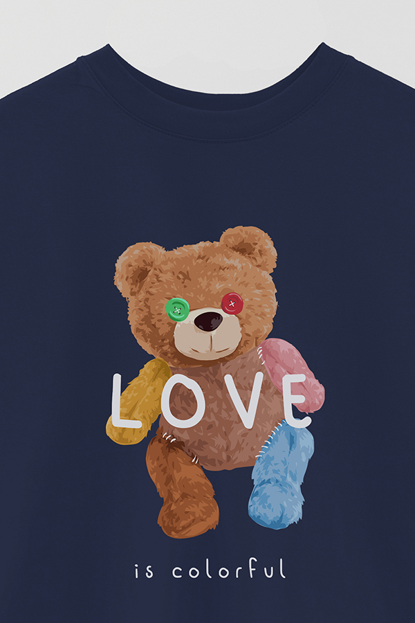 REMERA OVER ESTAMPADA UNISEX TEDDY LOVE IS COLORFUL