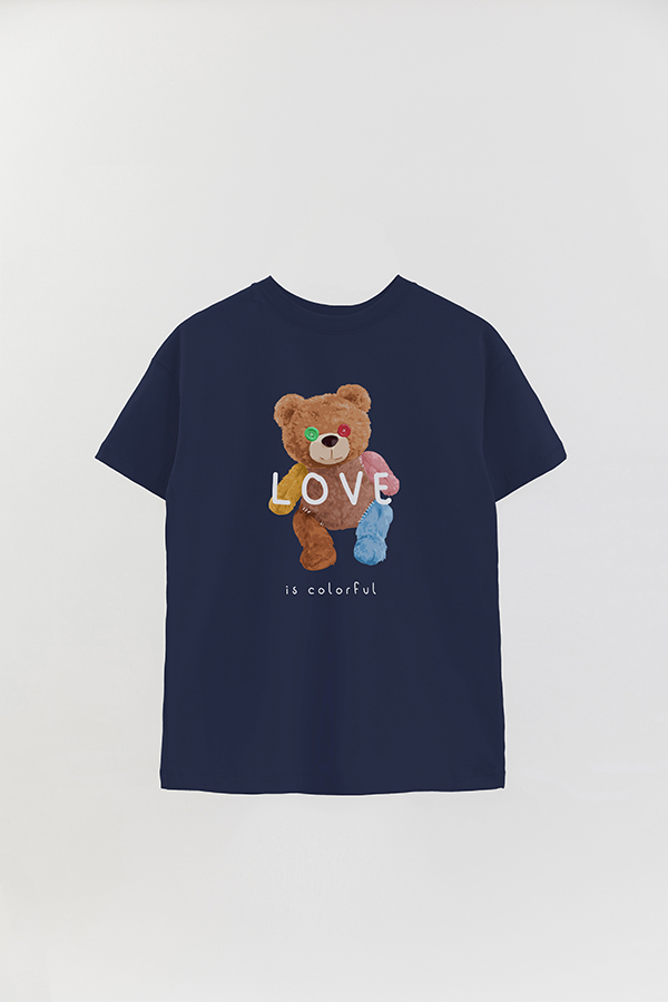 REMERA OVER ESTAMPADA UNISEX TEDDY LOVE IS COLORFUL