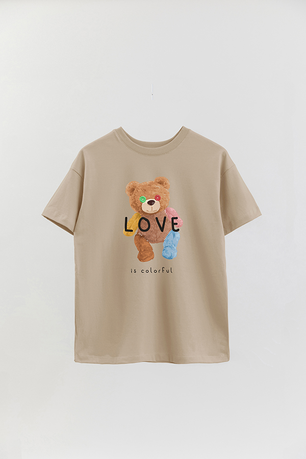 REMERA OVER ESTAMPADA UNISEX TEDDY LOVE IS COLORFUL