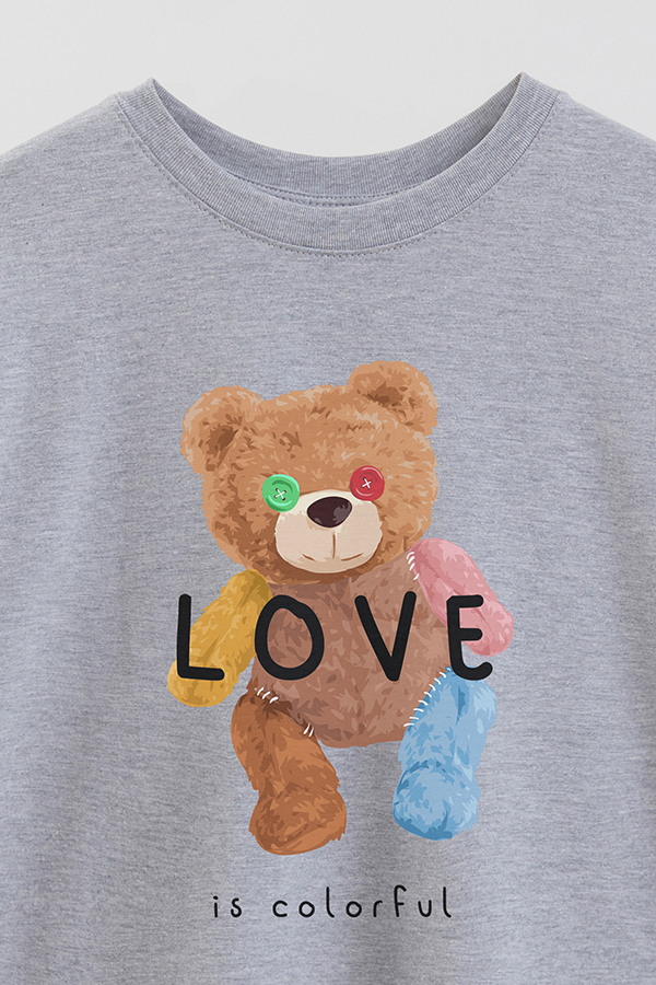 REMERA OVER ESTAMPADA UNISEX TEDDY LOVE IS COLORFUL