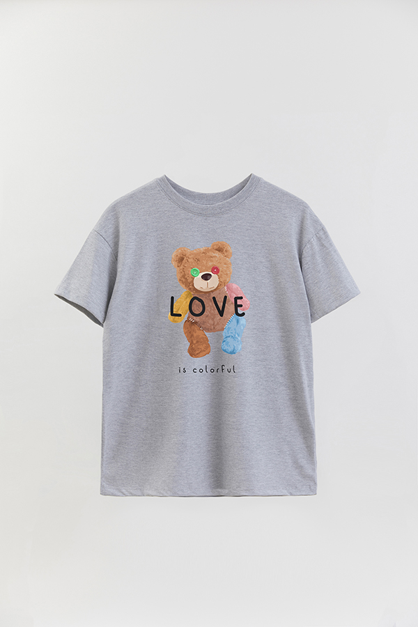 REMERA OVER ESTAMPADA UNISEX TEDDY LOVE IS COLORFUL