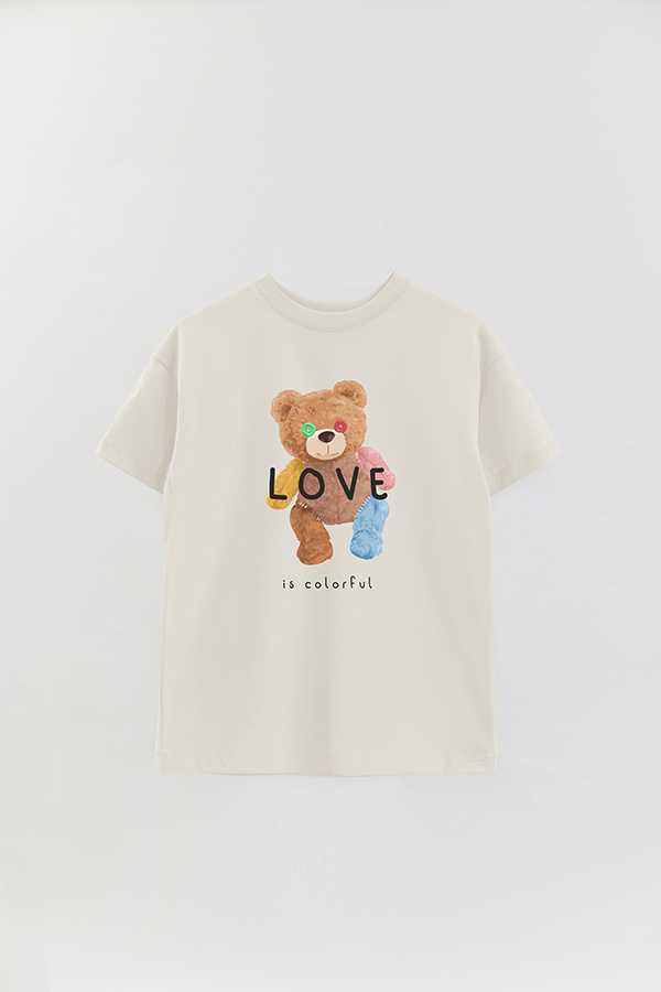 REMERA OVER ESTAMPADA UNISEX TEDDY LOVE IS COLORFUL