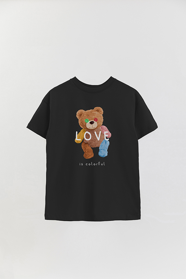 REMERA OVER ESTAMPADA UNISEX TEDDY LOVE IS COLORFUL