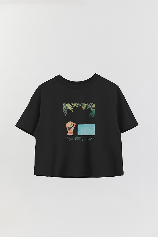 REMERA CROP ESTAMPADA COASTAL TROPIC STATE