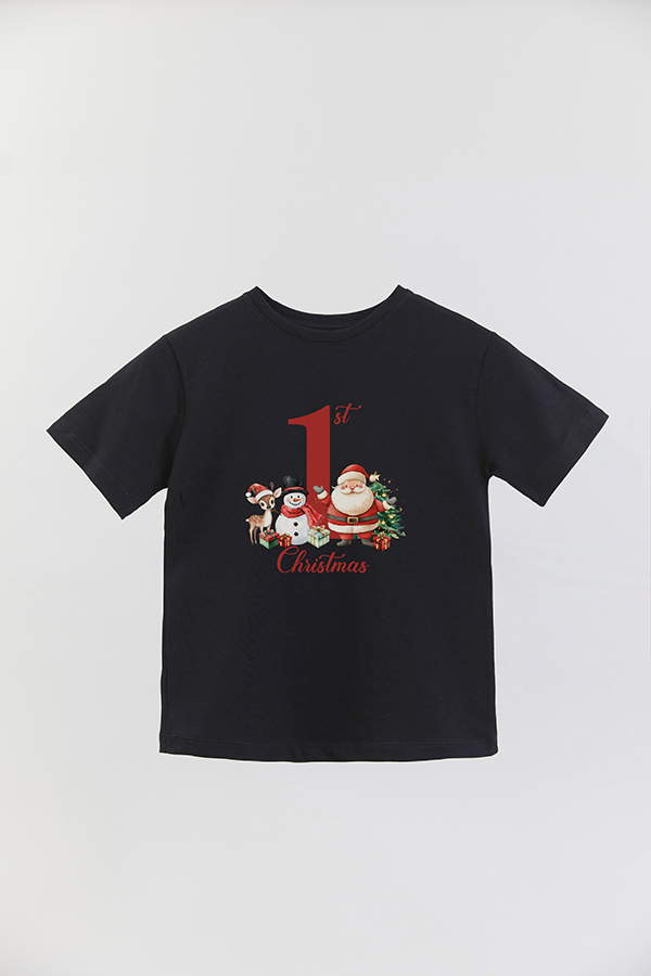 REMERA BASICA ESTAMPADA FIRST CHRISTMAS SANTA
