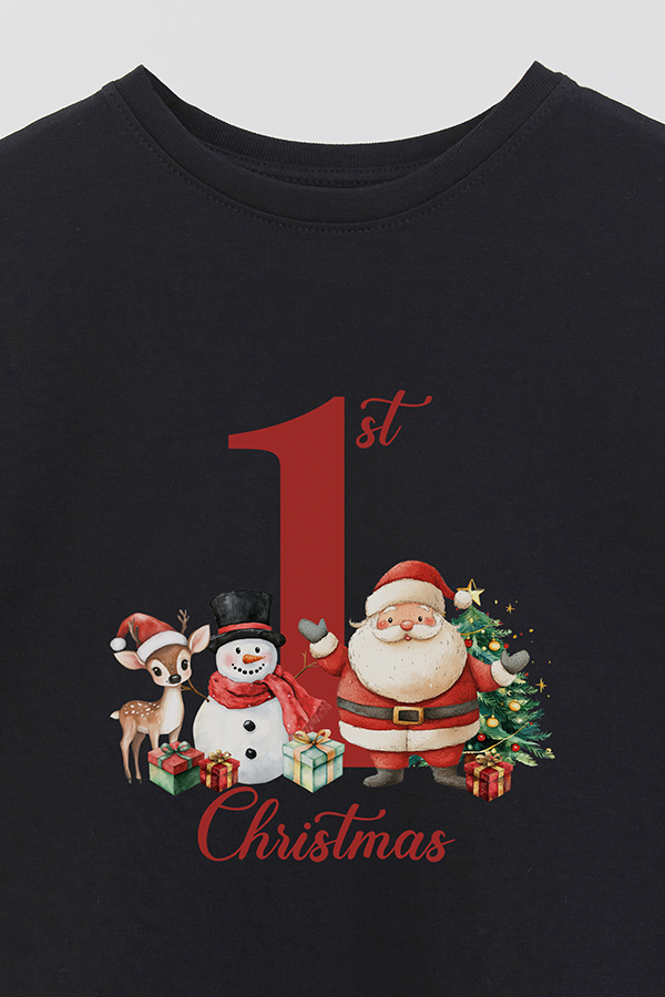 REMERA BASICA ESTAMPADA FIRST CHRISTMAS SANTA