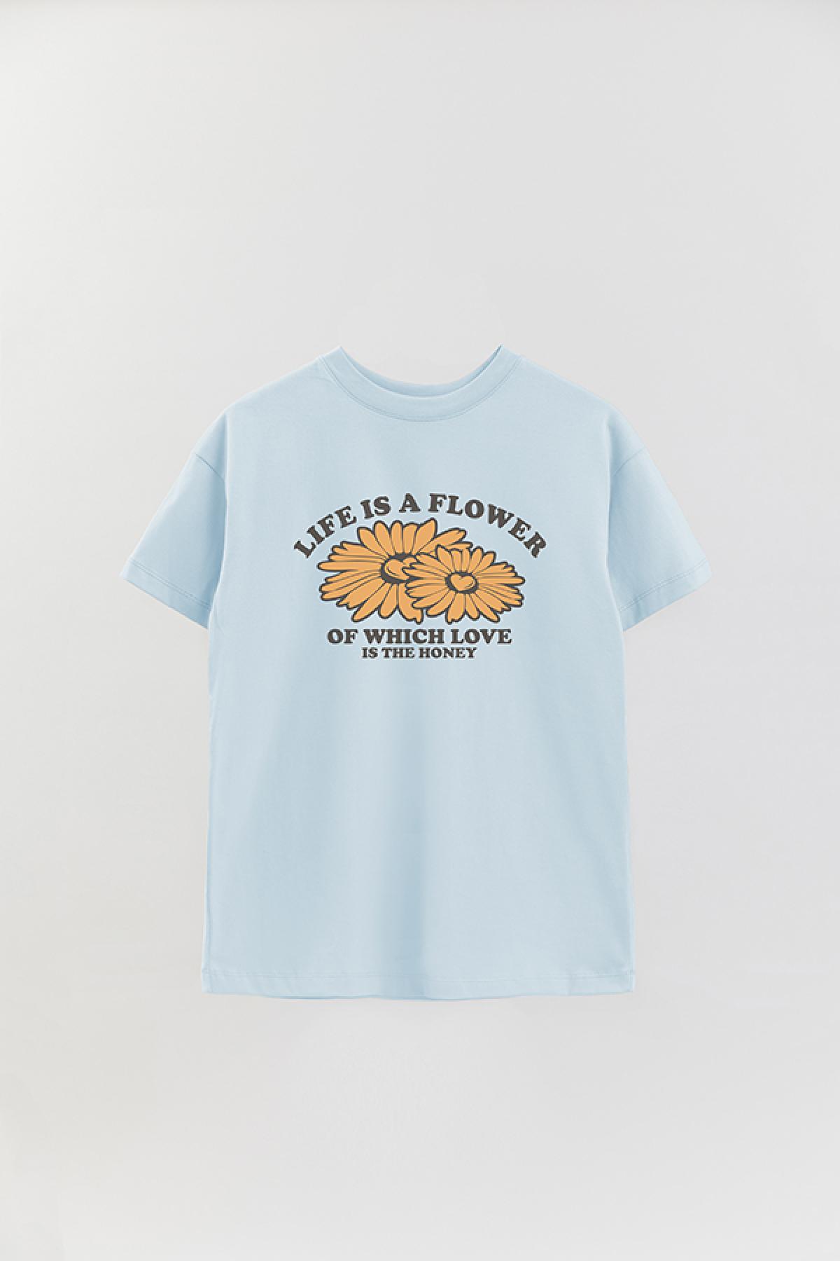 REMERA OVER ESTAMPADA GR LIFE IS A FLOWER