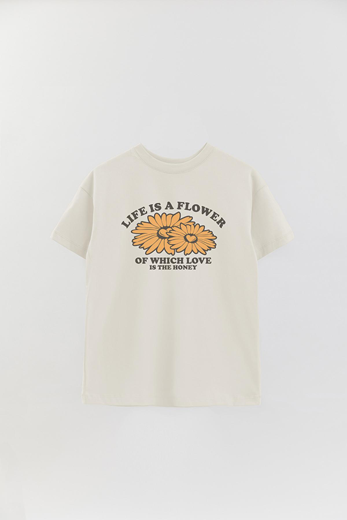 REMERA OVER ESTAMPADA GR LIFE IS A FLOWER