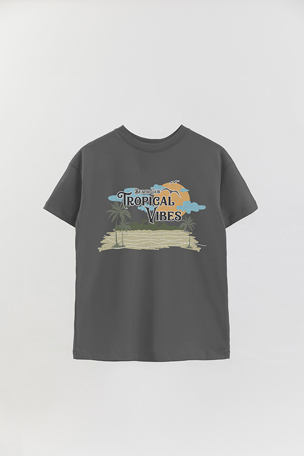 REMERA OVER ESTAMPADA BEACH TROPICAL VIBES