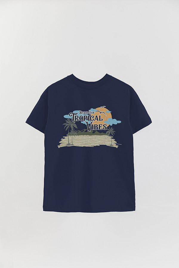 REMERA OVER ESTAMPADA BEACH TROPICAL VIBES