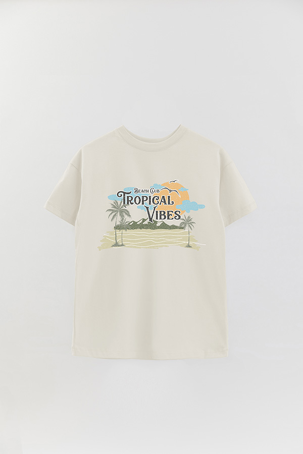 REMERA OVER ESTAMPADA BEACH TROPICAL VIBES