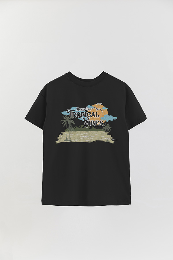 REMERA OVER ESTAMPADA BEACH TROPICAL VIBES