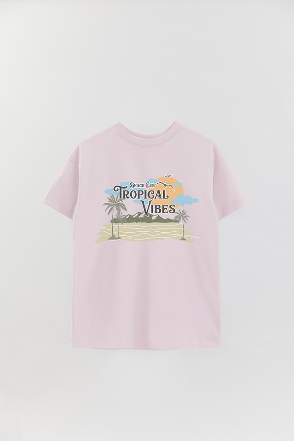 REMERA OVER ESTAMPADA BEACH TROPICAL VIBES