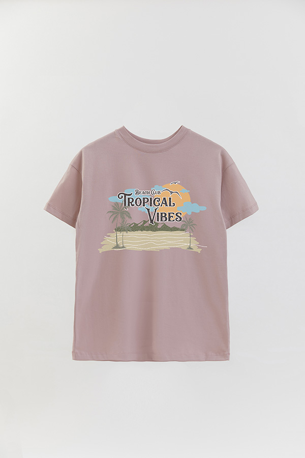 REMERA OVER ESTAMPADA BEACH TROPICAL VIBES
