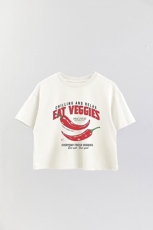 REMERA CROP ESTAMPADA FRSP EAT VEGGIES