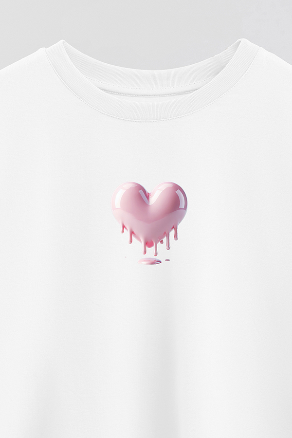 REMERA CROP ESTAMPADA PINK HEART ROSY ROMANCE