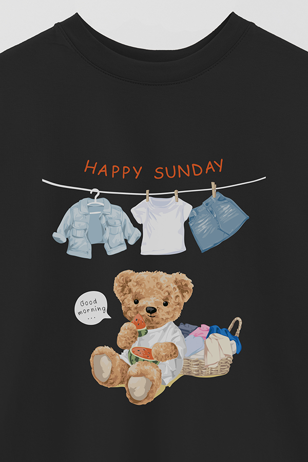 REMERA OVER ESTAMPADA UNISEX TEDDY SUNDAY