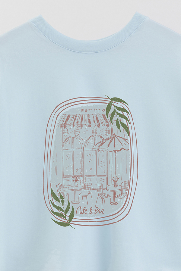 REMERA CROP ESTAMPADA CAFE BAR