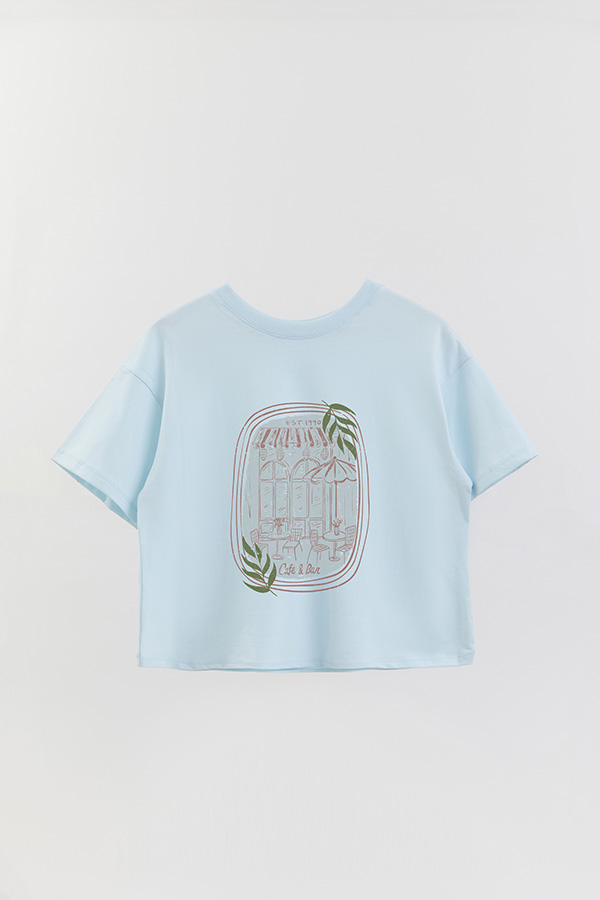 REMERA CROP ESTAMPADA CAFE BAR