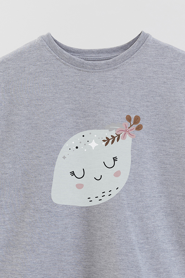 REMERA BASIC GIRL CUTE FRUITS LIME
