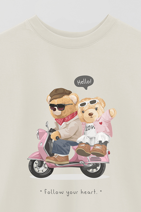 REMERA OVER ESTAMPADA UNISEX TEDDY FOLLOW YOUR HEART