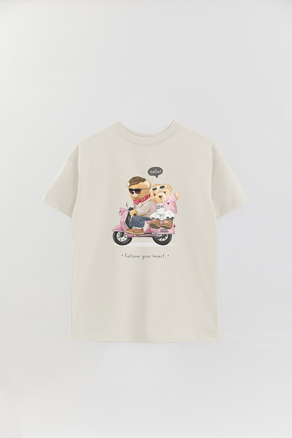 REMERA OVER ESTAMPADA UNISEX TEDDY FOLLOW YOUR HEART