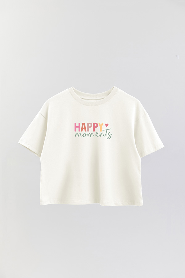 REMERA CROP ESTAMPADA CLR HAPPY MOMENTS