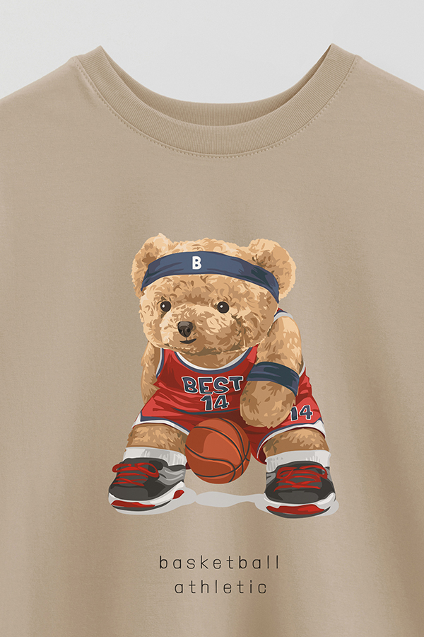 REMERA OVER ESTAMPADA UNISEX TEDDY BASKETABLL ATLETHIC