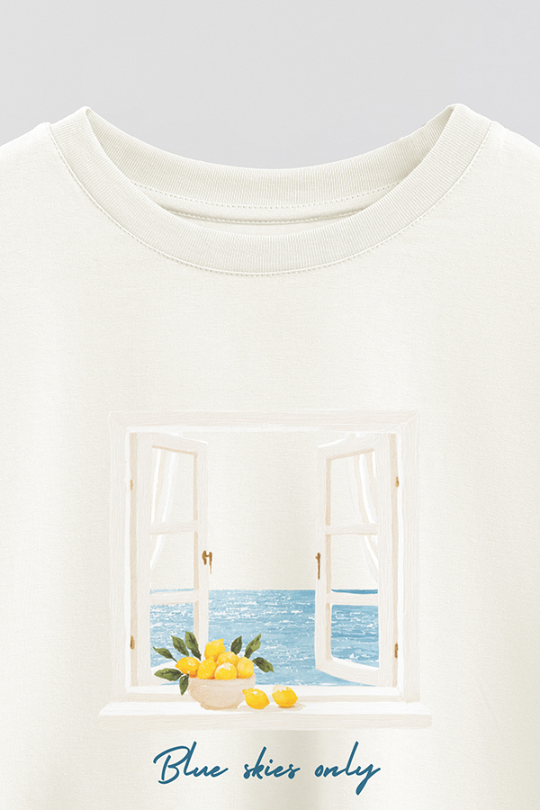 REMERA CROP ESTAMPADA COASTAL BLUE SKIES