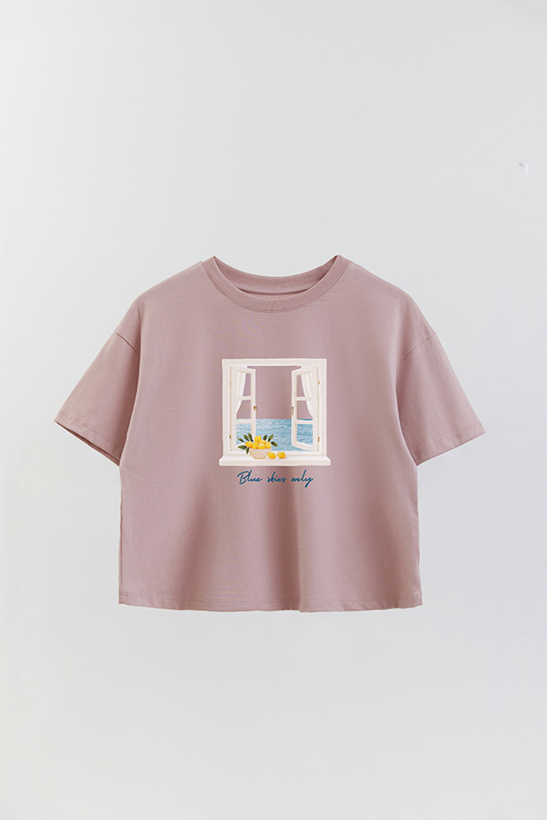 REMERA CROP ESTAMPADA COASTAL BLUE SKIES
