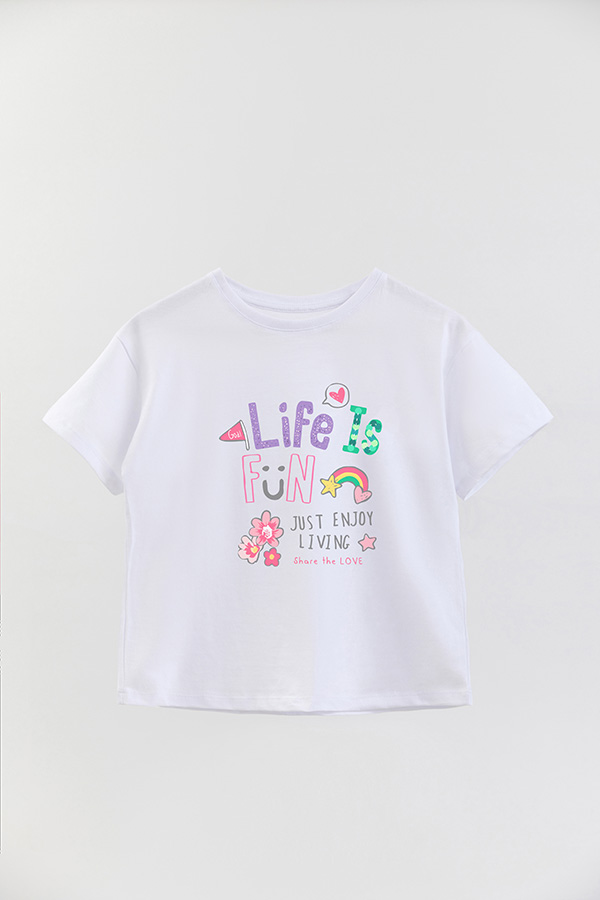 REMERA GIRL OVER LIFE IS FUN
